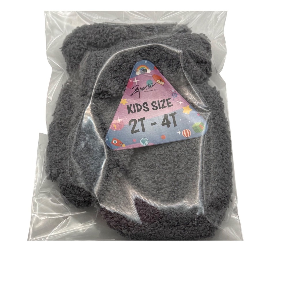 Cozy Plush Warm Gloves Mittens Gray Teddy Fleece Lined Winter‎ Handwear